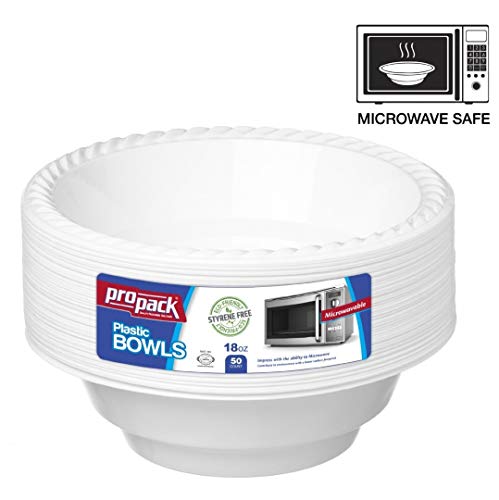 Propack [100 Count] Disposable Plastic White 18 oz Heavy Weight Bowls, Great For Weddings, Home, Office, School, Party, Picnics, Take-out, Fast Food, Outdoor, Events, Or Every Day Use - Image 3
