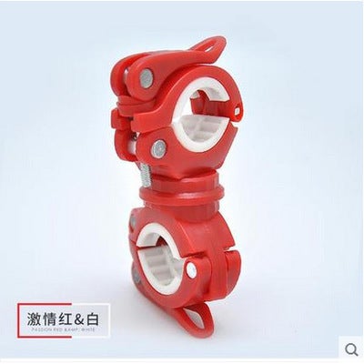 Generic 360 lamp holder bicycle flashlight color lamp clip front lamp holder fixing bracket car clip mountain bike equipment accessories Passion Red 