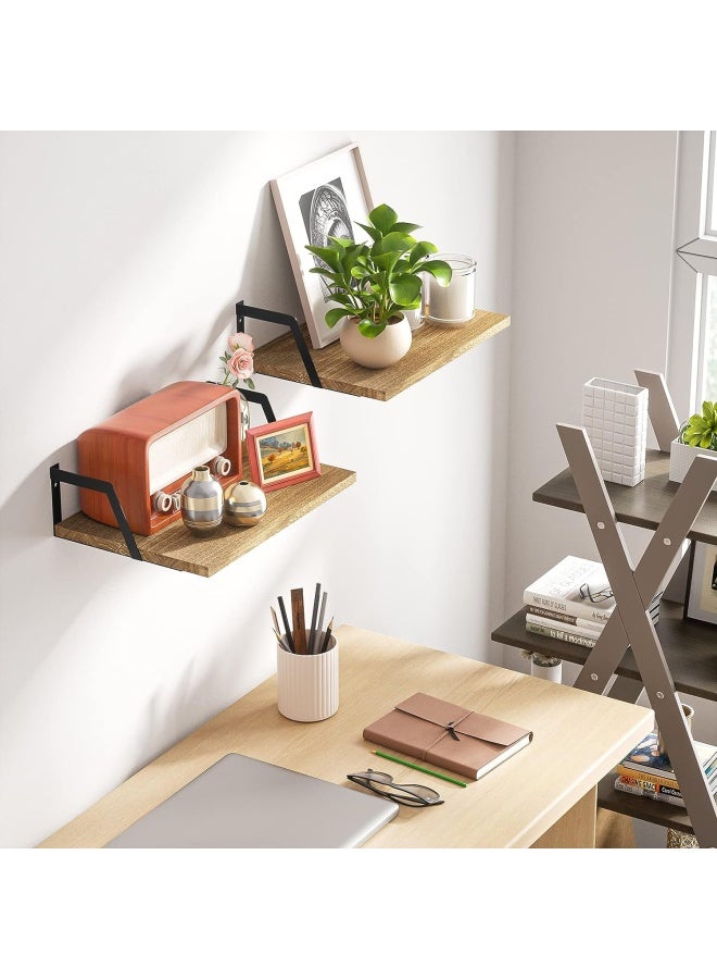 SRIWATANA Floating Shelves Wall Mounted Set of 2 Rustic Wood Shelves with Large Capacity(Carbonized Black) - Image 5