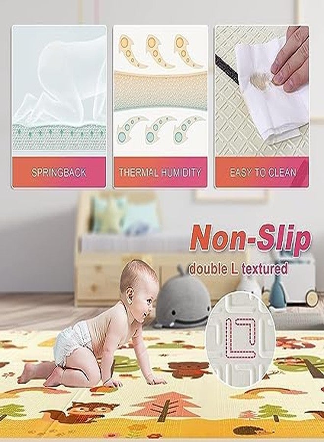 RIVUGJA Baby Folding Play Foam Playmat Crawling Mat, Reversible Play Mat for Infants Mat Waterproof Portable Kids Toddler Outdoor or Indoor Use Non Toxic (200cm x 150cm, 0.8cm Thickness) (Giraffe) - Image 2