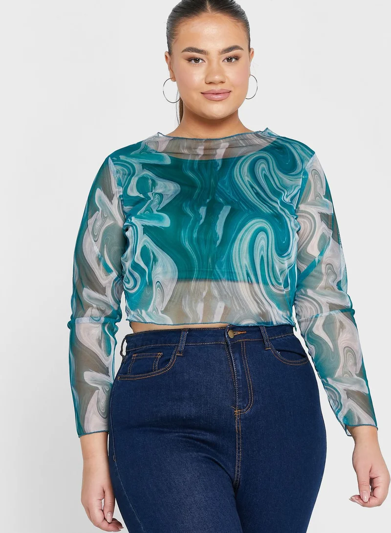 Ginger Plus Printed High Neck Top