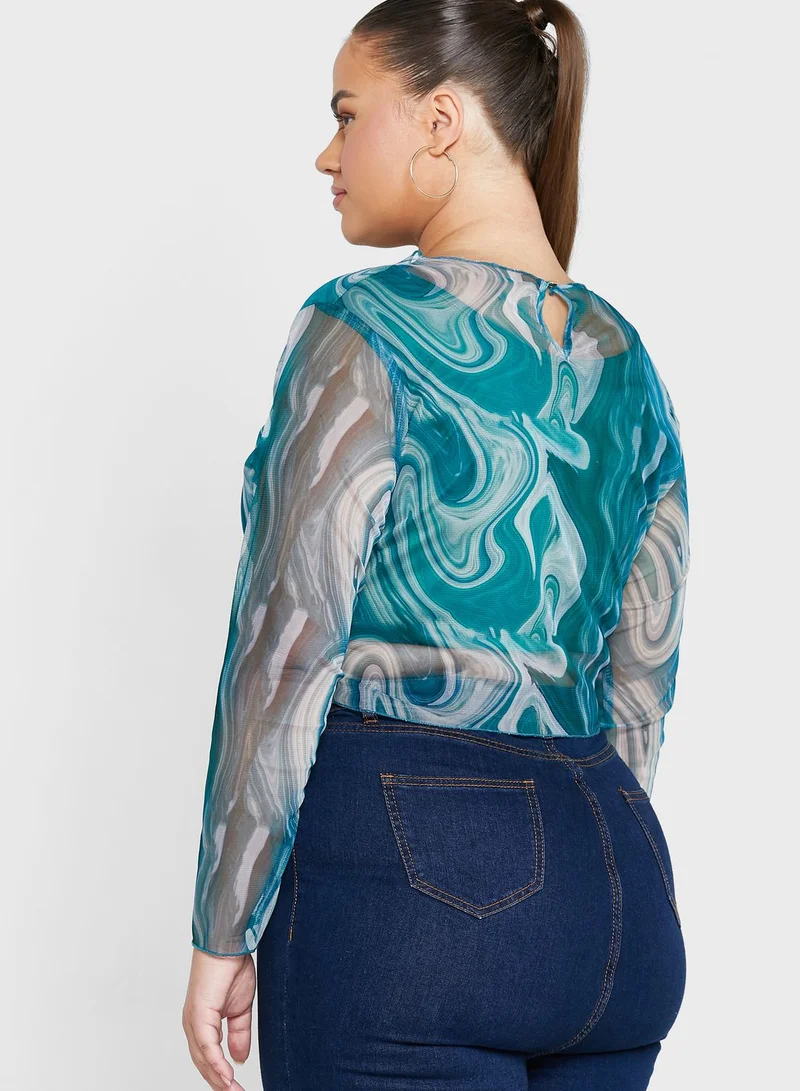 Ginger Plus Printed High Neck Top