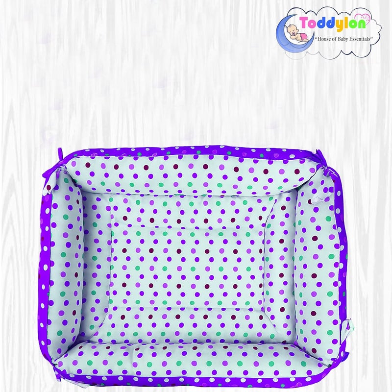 Toddylon Flat Bed Baby Bed Bedding Set for New Born Baby | Bed Mattress | Mosquito Net | Neck | | Cotton | Travel Bed | Essentials | Toddlers | Infants | Baby Boy Girl (0-12 Months) Purple - Image 5