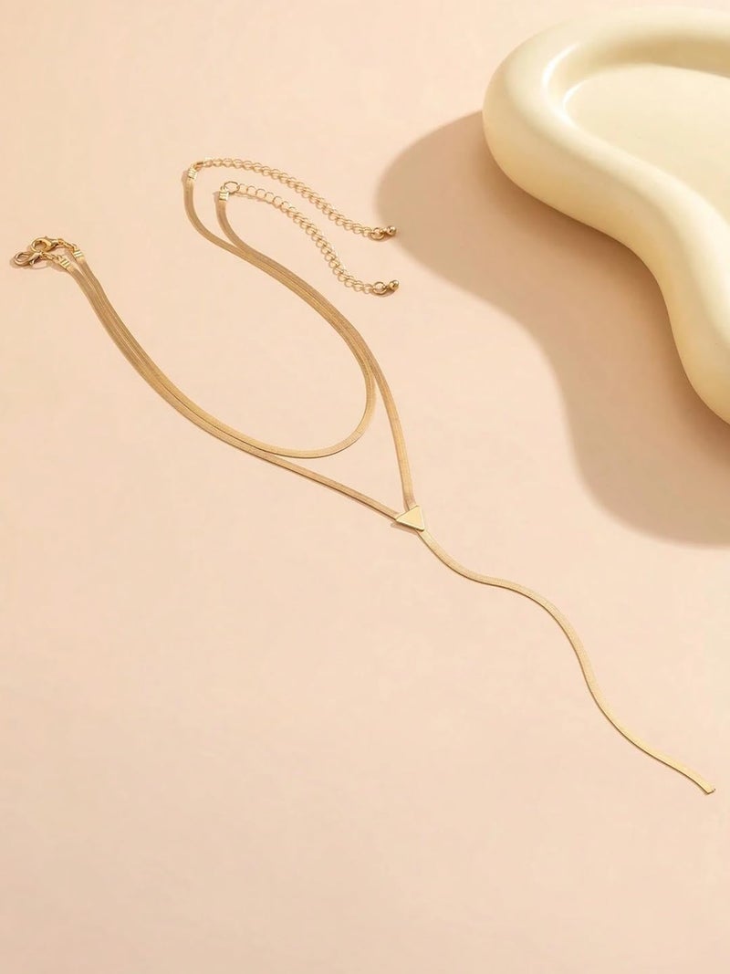 fabula Jewellery Gold Tone Snake Chain Multi Layer Lariat Style Party-wear Fashion Choker Necklace for Women & Girls Stylish Latest (NSSK94_Z) - Image 4