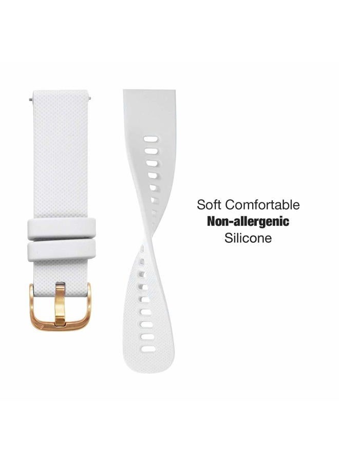 Abanen Silicone Watch Bands for Garmin Vivoactive 4S / Venu 2S / Venu 3S / Vivomove 3S, Soft Sport 18mm Quick Release Waterproof Replacement Wristband Strap for Garmin Forerunner 255s/265s (White) - Image 5