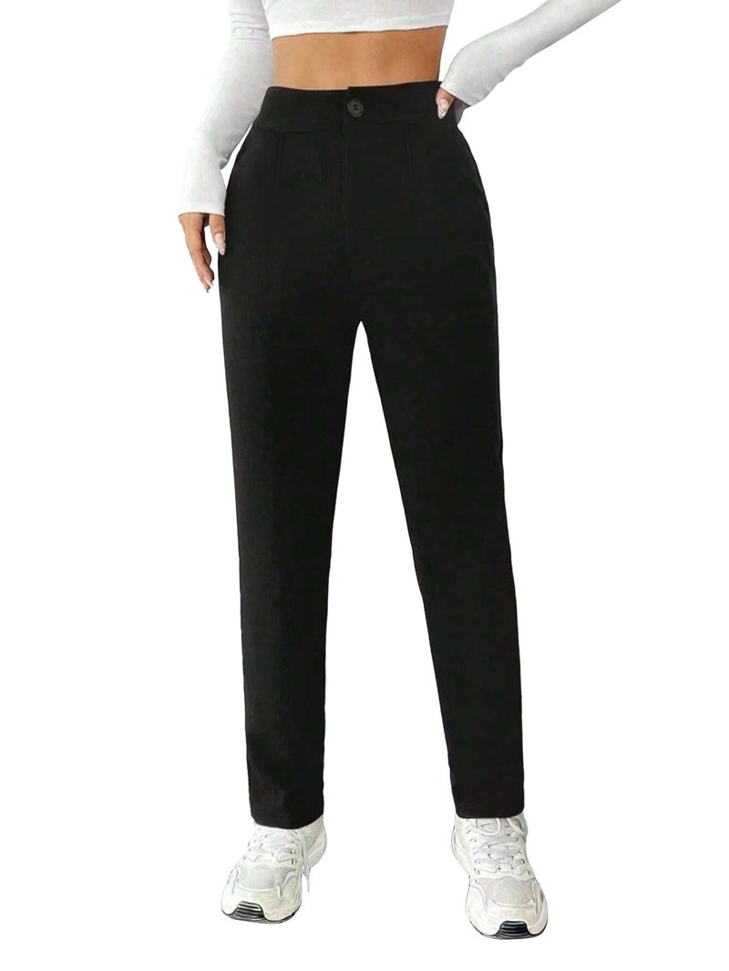 Toochki Trousers for Woman Pants Women's Formal Office Korean | Black Track Pant | Straight | Cotton Spandex Stretchable Trouser | High-Waisted Bottom Wear - Image 1