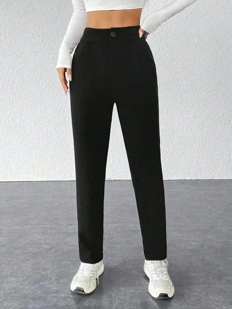 Toochki Trousers for Woman Pants Women's Formal Office Korean | Black Track Pant | Straight | Cotton Spandex Stretchable Trouser | High-Waisted Bottom Wear - Image 2