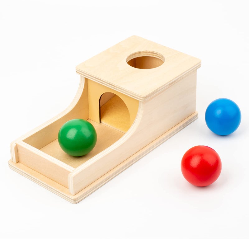 Busy edition Montessori Toys Object Permanence Box Soft Sound Wooden Baby Ball Drop Play for 6 Month 1 2 3 Year Old Toddlers Infant Early Age Toy Red Green Blue - Image 2