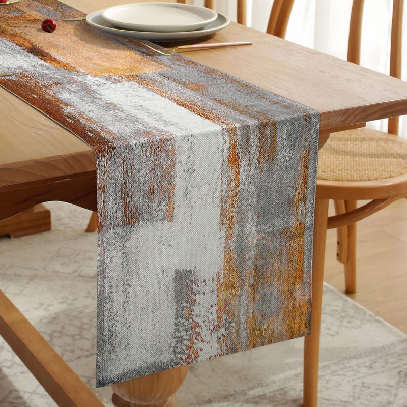 Modern Table Runner Dining Table Decorations Cotton Linen Boho Brown and Grey Decorative Cloth Table Runners for Weddings Party Dinner Holidays Kitchen Banquet Restaurant 40cm x 140cm