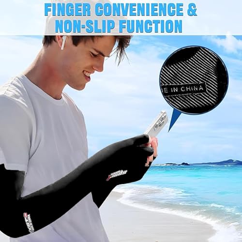 Massmot Hand Gloves for Sun Protection Arm Sleeves for Men Women, UV Sun Protection Arm Sleeves, Summer Cooling, Suitable for Cycling, Hiking, Fitness and Other Activities (Black) - Image 5