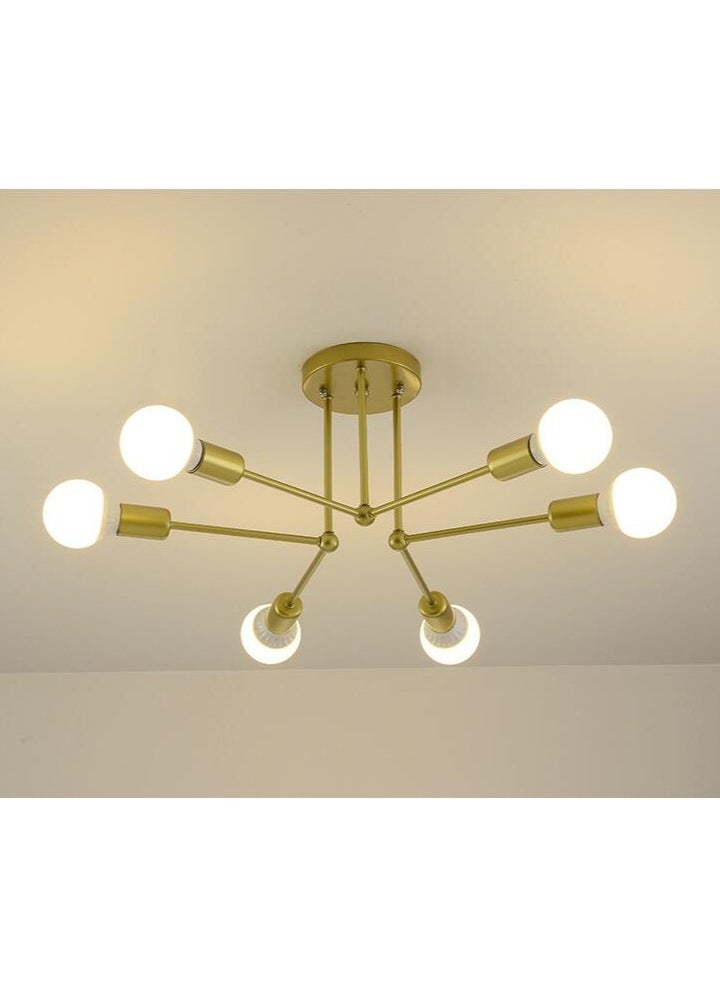 Generic 6 Head Modern Bedroom Chandelier Lighting LED Ceiling Lamp for Living Dining Room, Gold, without bulbs  - Image 2