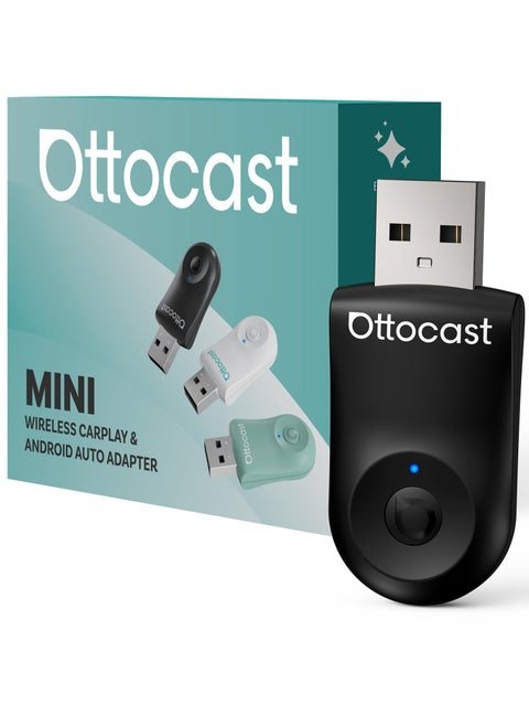 OTTOCAST Mini Wireless CarPlay Adapter for iPhone & Android Auto Adapter 2-in-1 Convert Wired to Wireless Apple Car Play, Plug & Play, USB-C, Low Latency