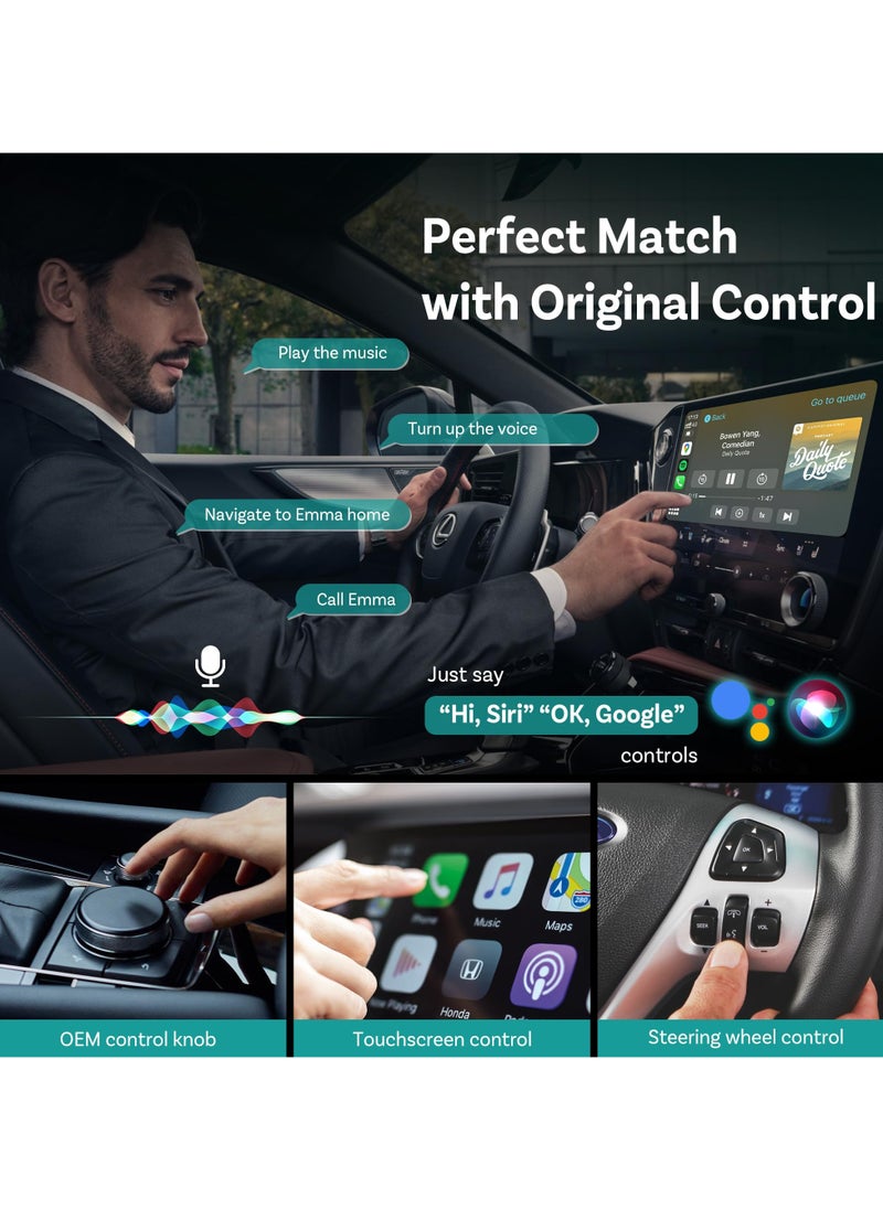 OTTOCAST Mini Wireless CarPlay Adapter for iPhone & Android Auto Adapter 2-in-1 Convert Wired to Wireless Apple Car Play, Plug & Play, USB-C, Low Latency