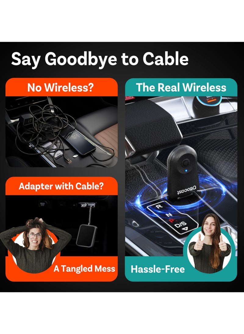 OTTOCAST Mini Wireless CarPlay Adapter for iPhone & Android Auto Adapter 2-in-1 Convert Wired to Wireless Apple Car Play, Plug & Play, USB-C, Low Latency