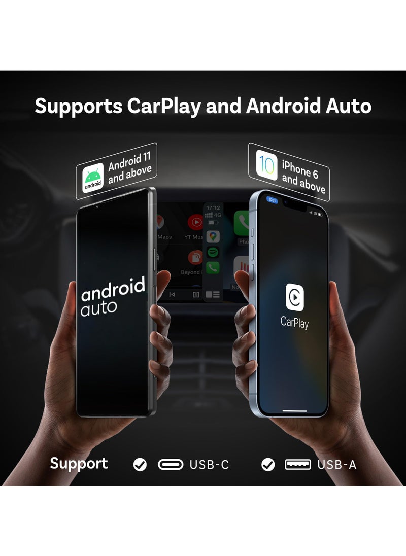 OTTOCAST Mini Wireless CarPlay Adapter for iPhone & Android Auto Adapter 2-in-1 Convert Wired to Wireless Apple Car Play, Plug & Play, USB-C, Low Latency