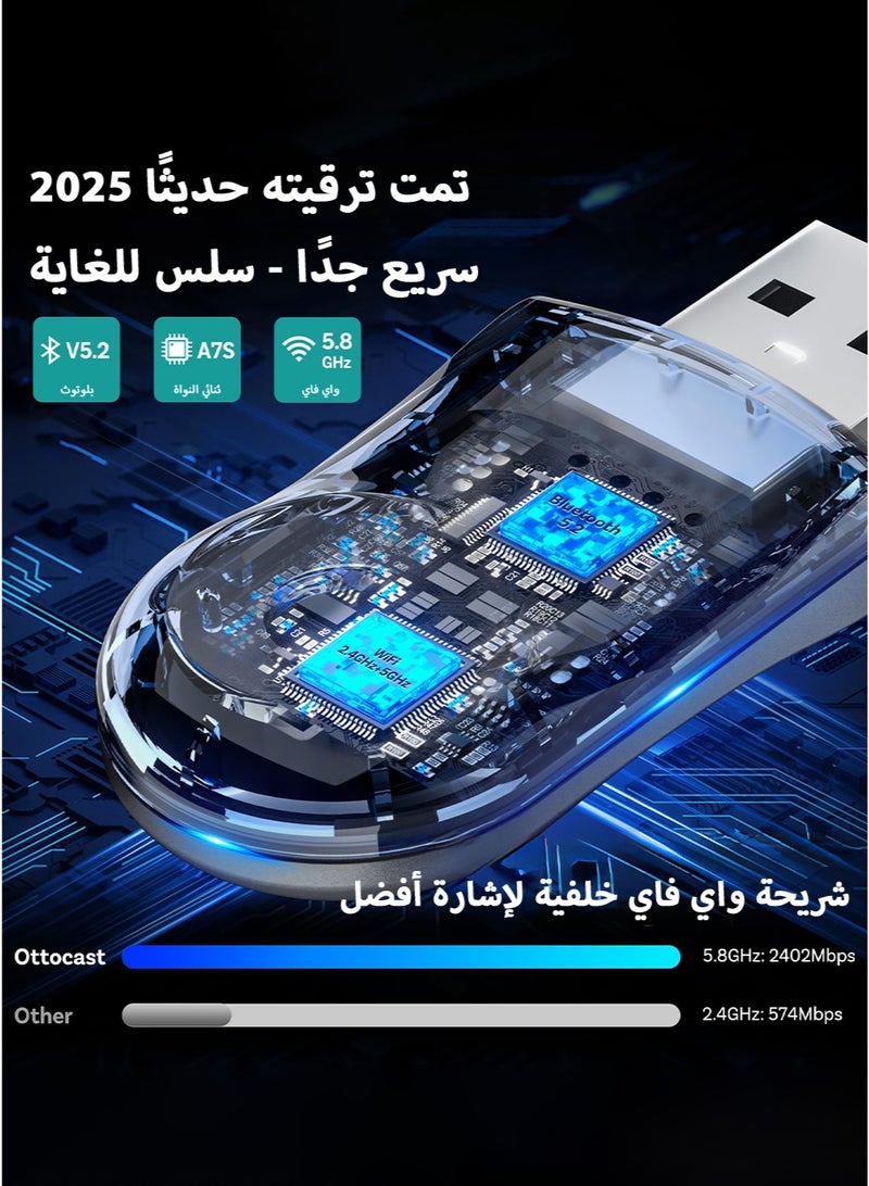 أوتوكاست محول CarPlay لاسلكي صغير لأجهزة iPhone وAndroid Auto، محول ثنائي الوظائف (CarPlay) يحول نظام Apple CarPlay السلكي إلى لاسلكي، سهل الاستخدام، منفذ USB-C، يدعم شبكة واي فاي بتردد 5 جيجاهرتز، زمن استجابة منخفض، متوافق مع أكثر من 98% من سيارات CarPlay السلكية الأصلية. - Image 4