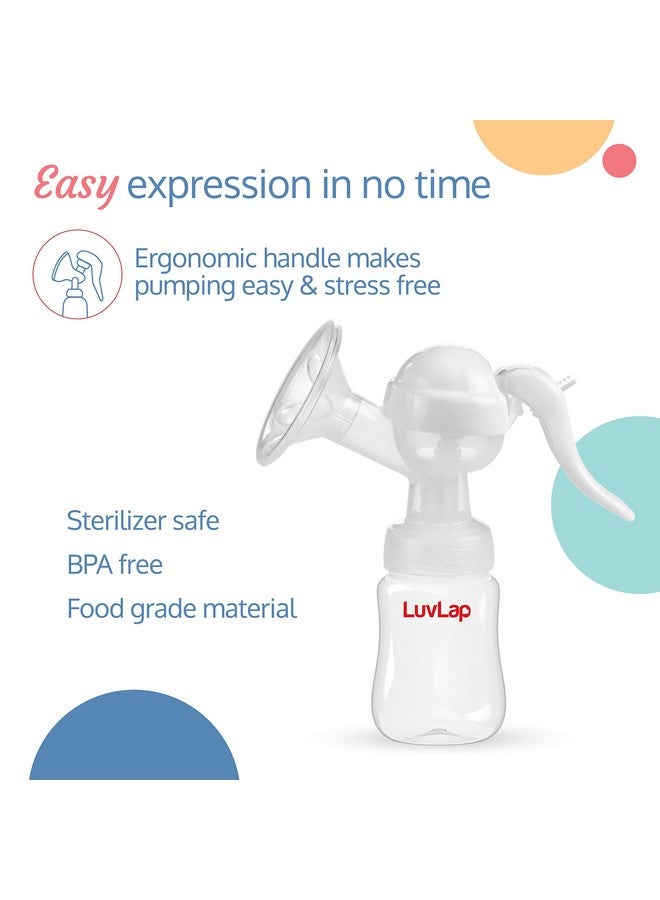 Luvlap مضخة ثدي يدوية مريحة، 3 مستويات لضبط الشفط، وسادة تدليك سيليكون سهلة ومقبض مريح، ناعمة ولطيفة، خالية من BPA - Image 2