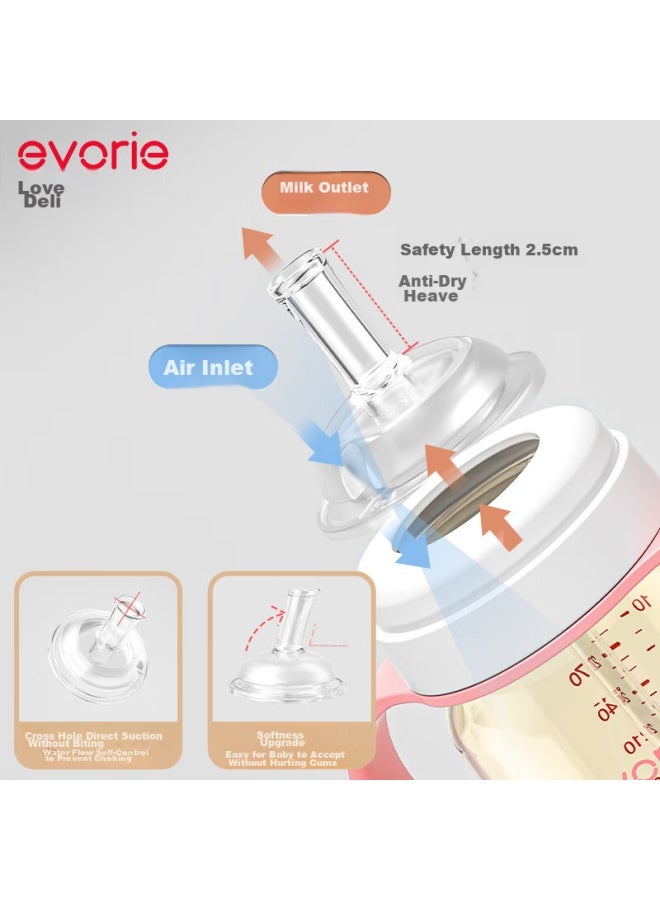 Evorie Straw Bottle For 1-3 Years Old, Baby Ppsu, 12 Months And Above, 300ml Wide Mouth With Handle And Gravity Ball - Image 4