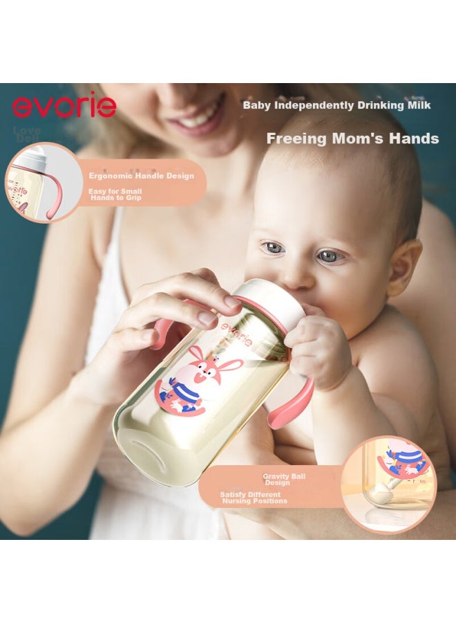 Evorie Straw Bottle For 1-3 Years Old, Baby Ppsu, 12 Months And Above, 300ml Wide Mouth With Handle And Gravity Ball - Image 1