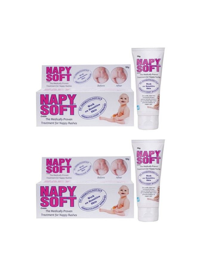 PIL Napy Soft Baby Nappy Cream With Aloe Verakokum Butter & Almond Oil ; Medically Proven Treatment To Prevent Diaper Rashes (Pack Of 2 Each 50G)  - Image 1