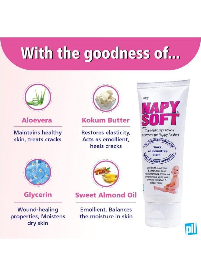 PIL Napy Soft Baby Nappy Cream With Aloe Verakokum Butter & Almond Oil ; Medically Proven Treatment To Prevent Diaper Rashes (Pack Of 2 Each 50G)  - Image 4