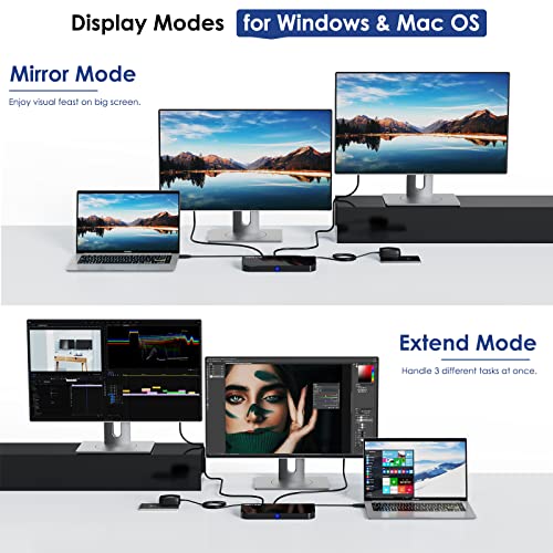 WAVLINK USB Laptop Docking Station Dual Monitors, DisplayLink Computer Dock for M1 M2 Mac and Windows, ChromeOS, Ubuntu 20.04/22.04 (HDMI & HDMI/DVI/VGA, 6xUSB Ports, LAN, Audio) - Image 3