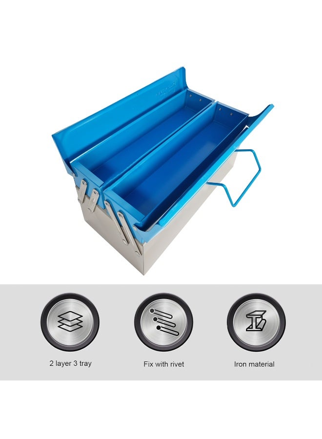 Brix Metal Tool Box with 2-Layer 3-Tray Cantilever Design – Heavy-Duty Iron Storage Organizer for Tools, Craft Supplies, Sewing, Fishing Tackle & Hardware – Portable Toolbox with Reinforced Rivet Structure (33×16×17 cm) - Image 3