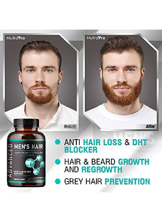 NutraPro Hair Growth Vitamins For Men Anti Hair Loss Pills. Regrow Hair & Beard Growth Supplement For Volumize Thicker Hair.Stop Hair Loss And Thinning Hair With Biotin & Saw Palmetto Hair Vitamins.120 Caps  - Image 4