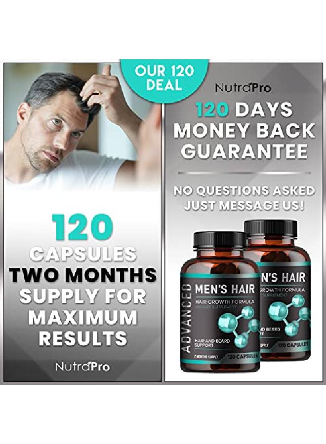 NutraPro Hair Growth Vitamins For Men Anti Hair Loss Pills. Regrow Hair & Beard Growth Supplement For Volumize Thicker Hair.Stop Hair Loss And Thinning Hair With Biotin & Saw Palmetto Hair Vitamins.120 Caps  - Image 5