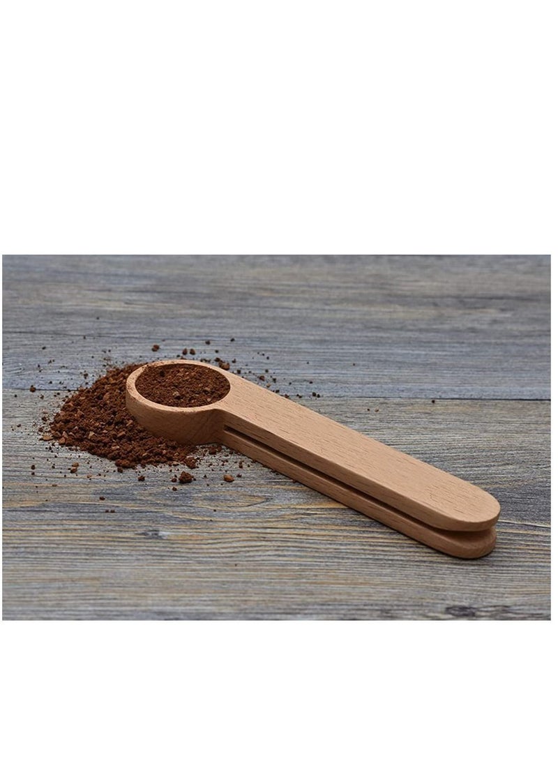 NIBEMINENT Wooden Coffee Scoop and Bag Clip, Measure Spoon 2-In-1 Bags Sealer Measuring for Beans, Espresso Coffee, Tea - Image 4