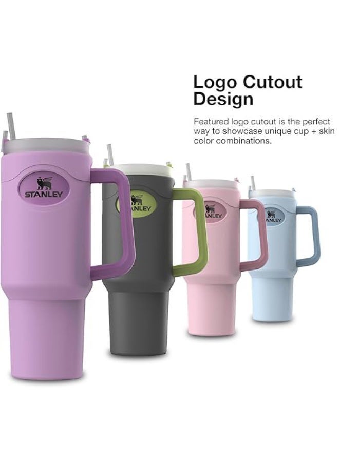 ستانلي غطاء سيليكون كامل للكوب متوافق مع Stanley Quencher سعة 40 أونصة، واقي مانع للانزلاق والخدوش وتقليل الضوضاء، قابل للغسل وإعادة الاستخدام، وردي، قطعة واحدة - Image 5