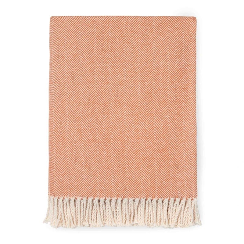 Sferra Celine Herringbone 100 Cotton Throw Blanket Paprika