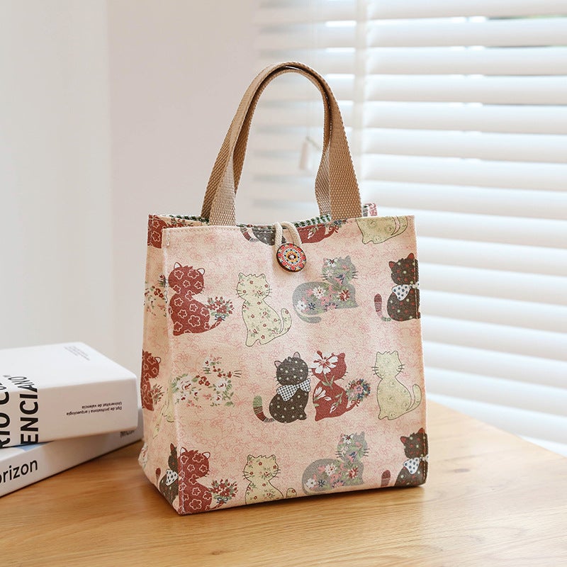 Japanese Style Canvas Bag Portable Lunch Bag Mummy Bag Ins Lunch Bag Fashionable Western Style Office Worker Lunch Bag - Image 4