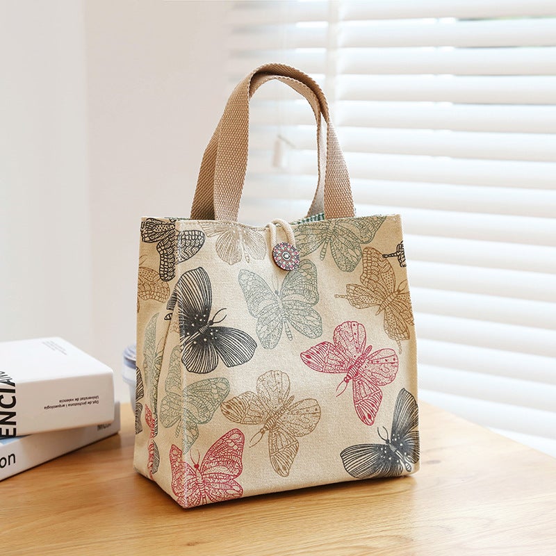 Japanese Style Canvas Bag Portable Lunch Bag Mummy Bag Ins Lunch Bag Fashionable Western Style Office Worker Lunch Bag - Image 5