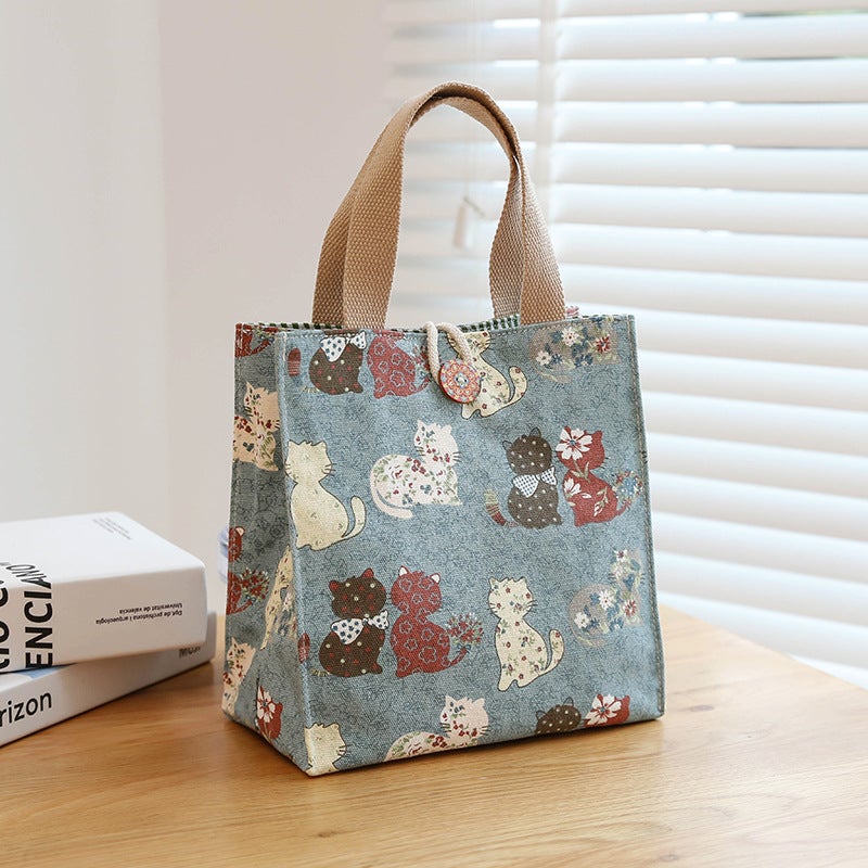 Japanese Style Canvas Bag Portable Lunch Bag Mummy Bag Ins Lunch Bag Fashionable Western Style Office Worker Lunch Bag - Image 2
