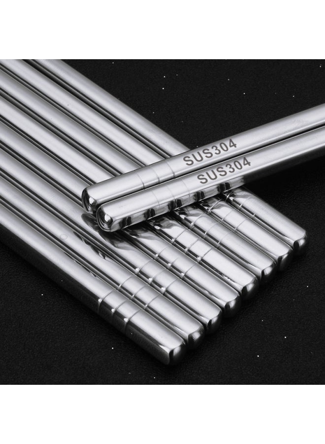 Six-ring Stainless Steel Chopsticks 304 Non-slip High Temperature Hotel Restaurant Laser Household Chinese Chopsticks Set Wholesale-Color:23CM Light Body  - Image 3