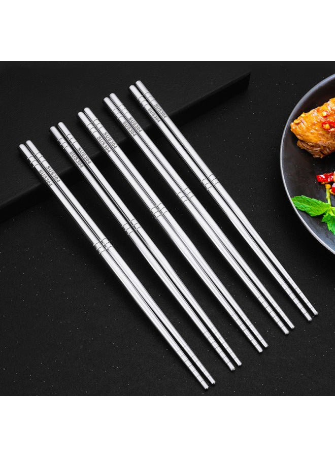Six-ring Stainless Steel Chopsticks 304 Non-slip High Temperature Hotel Restaurant Laser Household Chinese Chopsticks Set Wholesale-Color:23CM Light Body  - Image 2