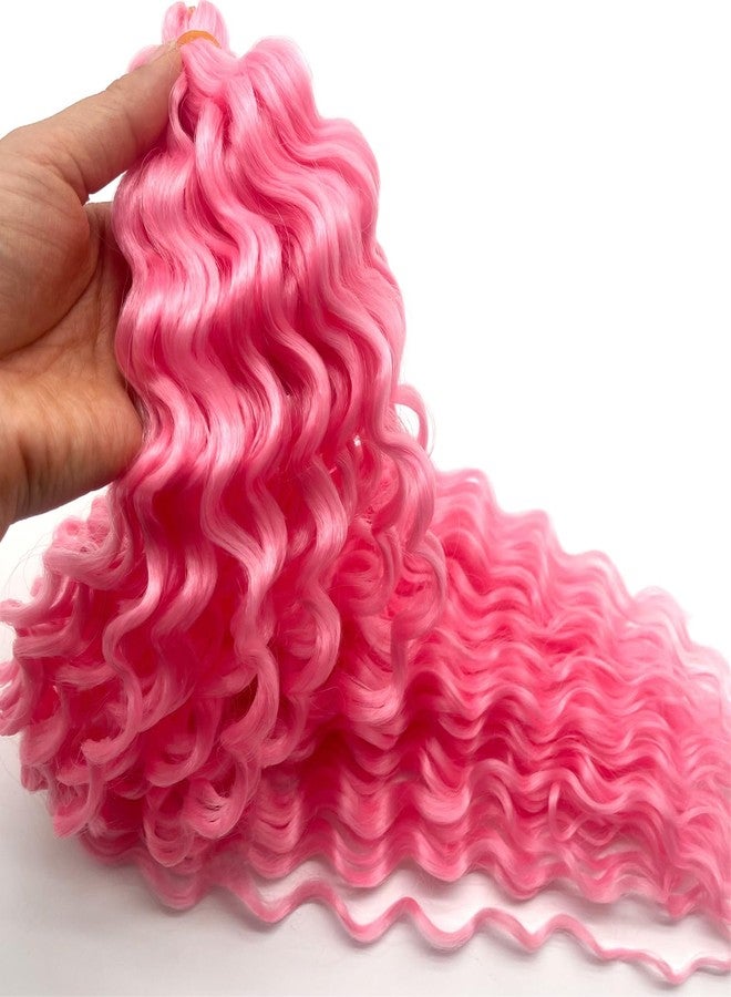 UPerfe Pink Curly Ocean Wavy Braiding Hair for Black Women 24 Inch 2 Packs Pink Boho Hair for Braiding Deep Wave Crochet Hair Soft Curls for Boho Braids Extensions - Image 5