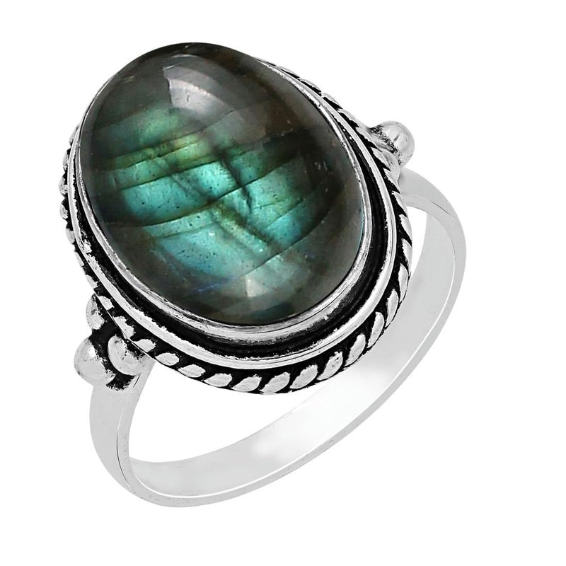 Sterling Silver Jewelry Labradorite Sterling Silver Plated Ring Size 5 For Women Handmade August Bohemian Southwest Birthstone Ring Jewelry Mothers Day Christmas Gift For Her