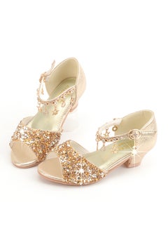 Summer Girls Korean High Heels Kids Fish Mouth Sandals Gold