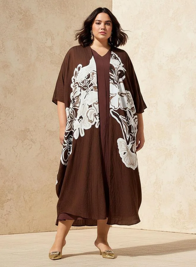 Ulla Popken Ulla Popken Plus Size Textured A line Dress with Shrug