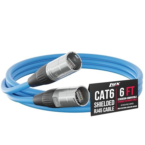 LyxPro 6 Feet Shielded CAT6 Ethercon Cable Professional Audio Lighting RJ45 Cable StudioGrade Sound Transmission Extreme Durability Blue - Image 1