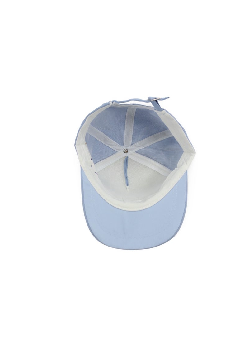 Fancy Boys Cotton Cap –  Baby Blue with "Super Dino" Design - Image 2