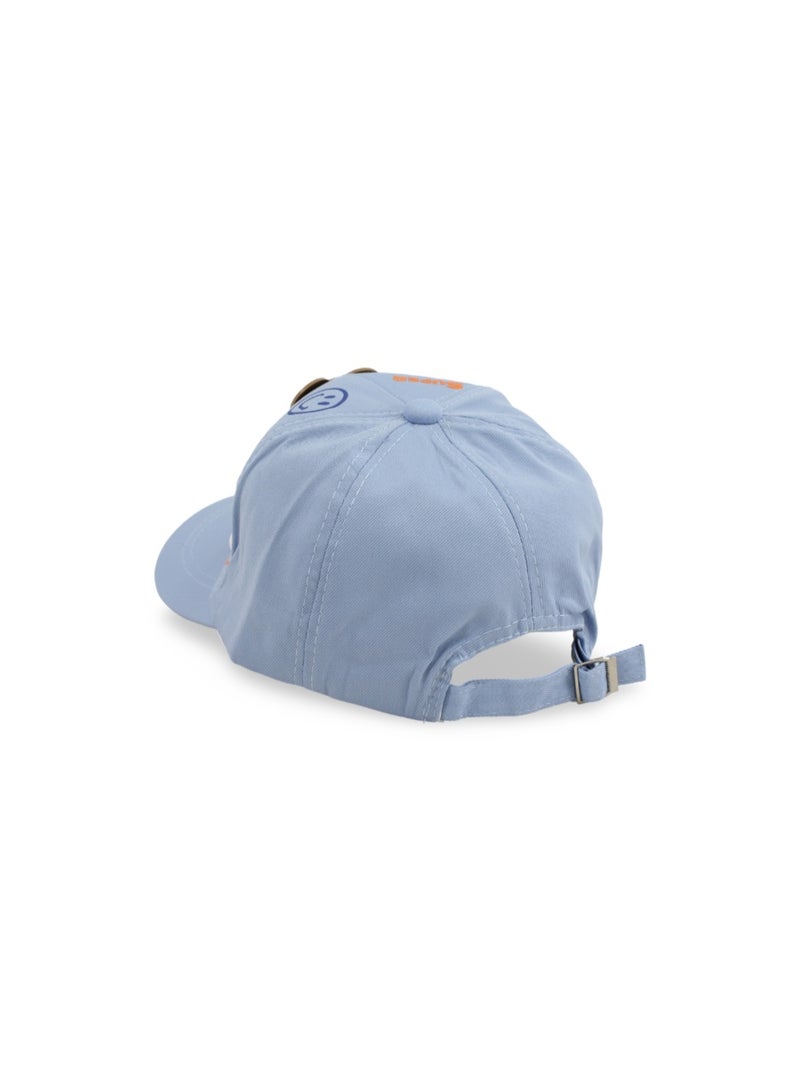Fancy Boys Cotton Cap –  Baby Blue with "Super Dino" Design - Image 3