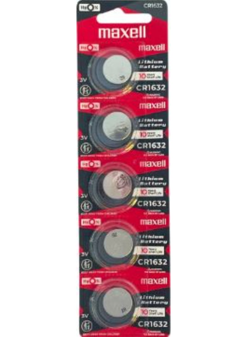 ماكسل 5 قطع بطاريات ليثيوم ماكسيل CR1632 يابانية 3 فولت