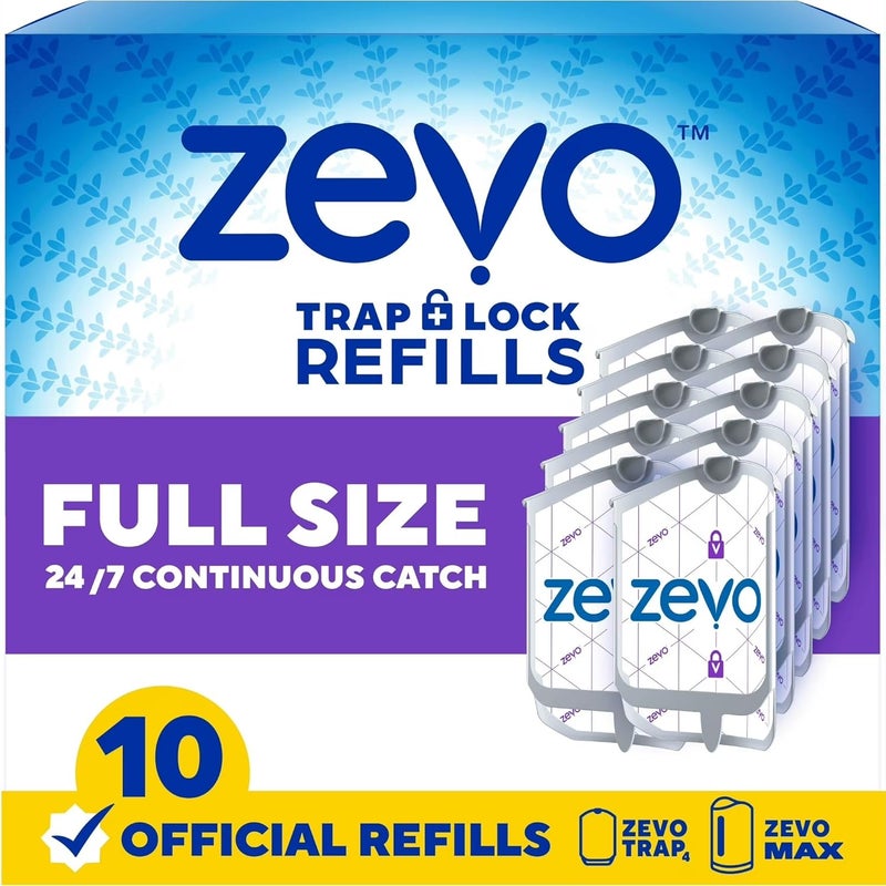 ZEVO Flying Insect Trap Official Refill Cartridges - Fits Both Trap & MAX Indoor Fly Trap - Authentic Trap+Lock Technology to Catch Gnats, House & Fruit Flys (10 Official Refill Cartridges) - Image 1
