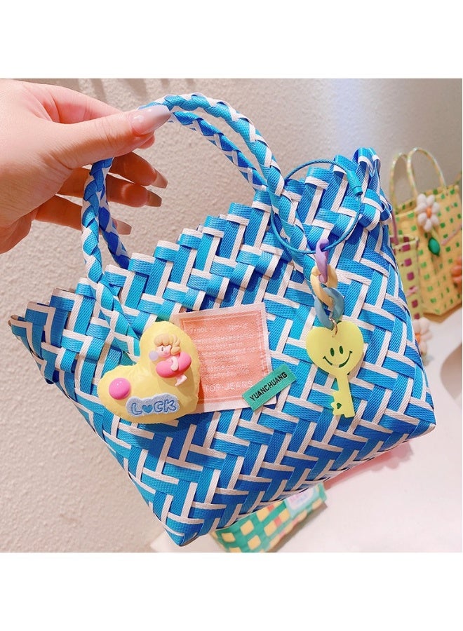 NIBEMINENT New Summer Cartoon Down Love Colorful Woven Vegetable Basket Bag - Image 1