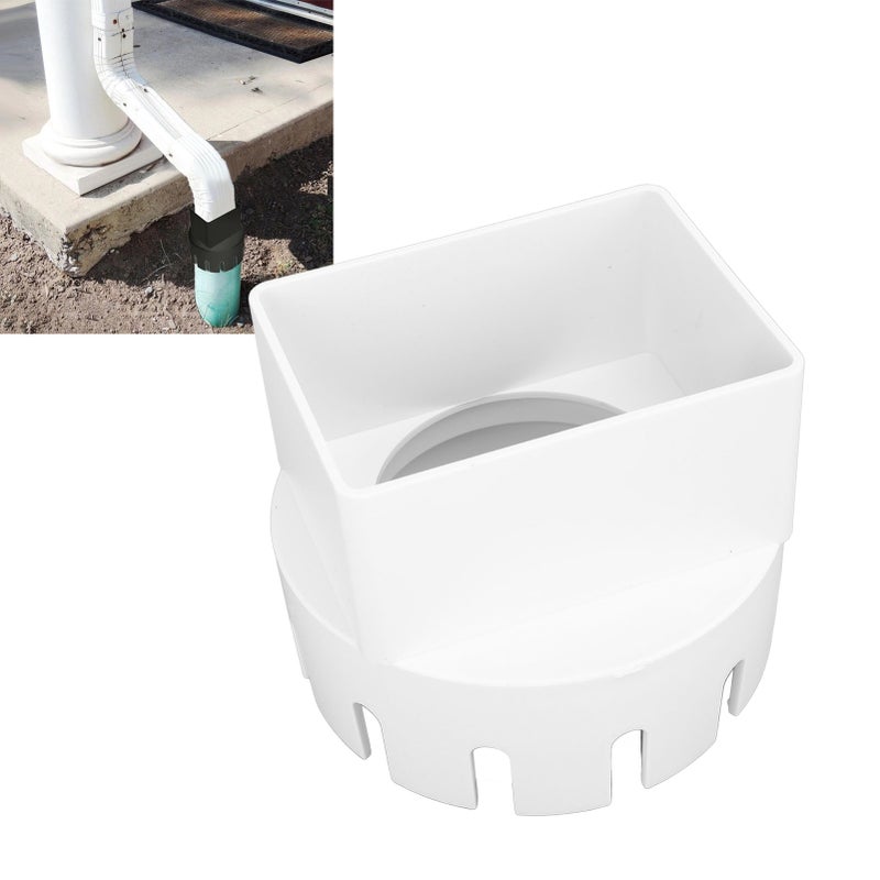Rain Gutter Downspout Adapter 3x4 Inch PVC Square Rain Gutter to Drain Pipe Adapter for Outdoor White - Image 3