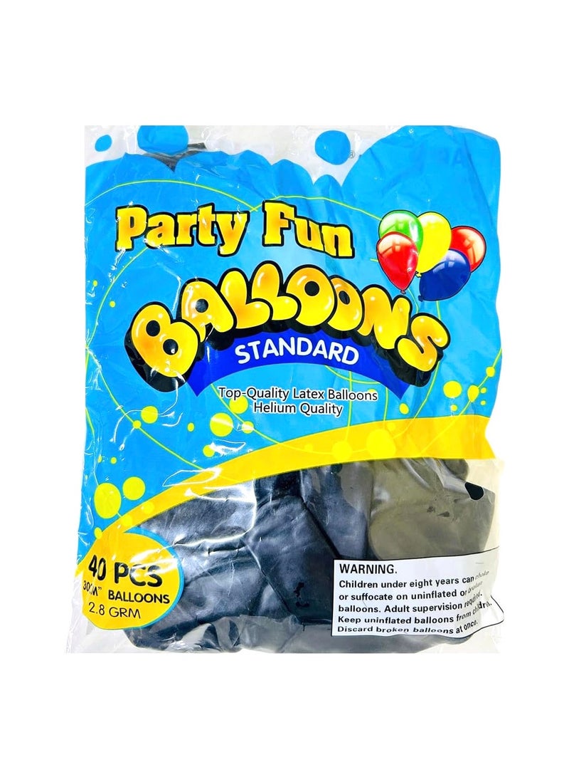 PARTY FUN Metallic Balloon 12 Inch Black Color 40 Pcs - Image 4