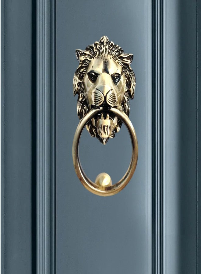RAB Door Knocker Crafted Design Heavy Brass Antique Finish, Lion Shape Door Knocker for Main Door (Code:- Knocker Lion, Finish- Antique Brass, Size- Big, Pack of 1) - Image 3